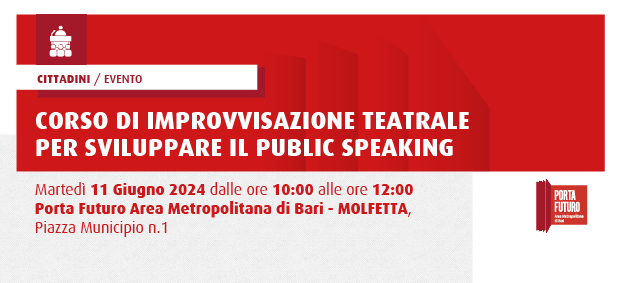 Foto CORSO DI IMPROVVISAZIONE TEATRALE PER SVILUPPARE IL PUBLIC SPEAKING