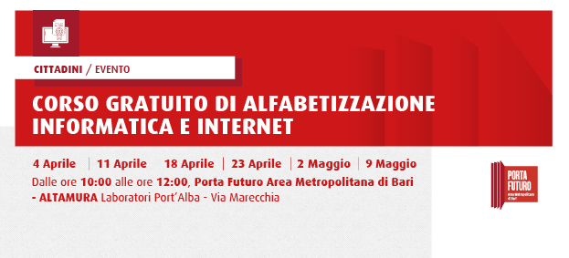 CORSO GRATUITO DI ALFABETIZZAZIONE INFORMATICA E INTERNET