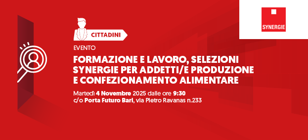 Formazione e Lavoro, selezioni Synergie per addetti/e produzione e confezionamento alimentare